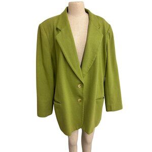Vintage Wool Jon Lawrence Lime Green Oversized Blazer Coat 20w Tall Plus